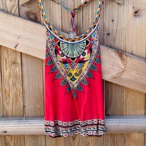 Flying Tomato Racerback Tank Top with Aztec print (size S)